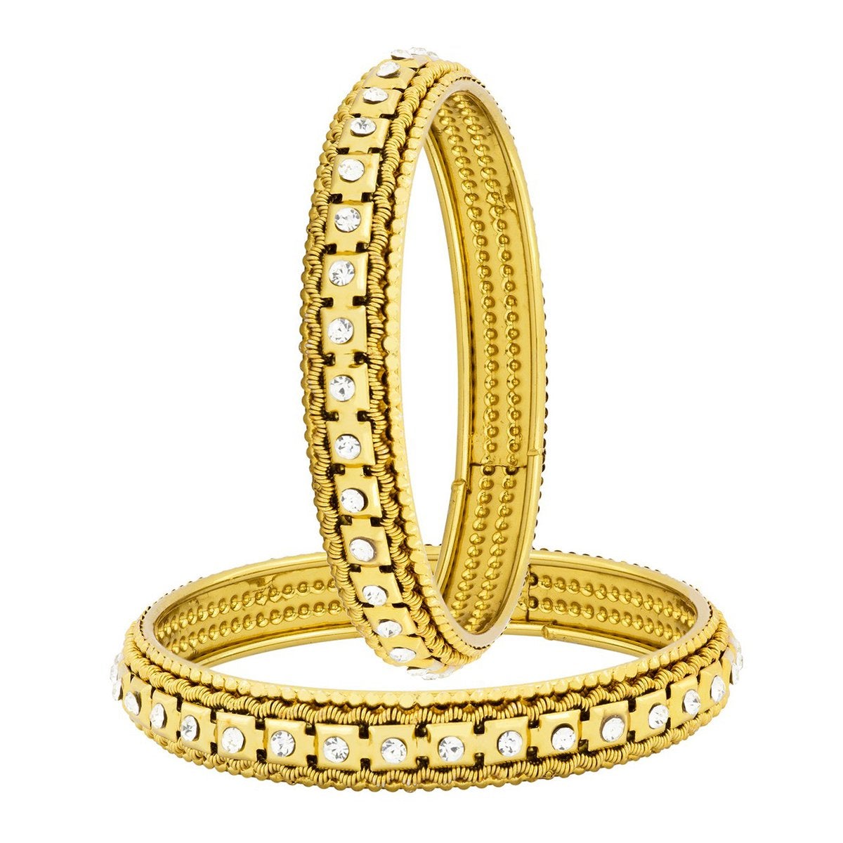 Traditional Square Rope Design 22K Gold Bangle Kada Set Of 2 Girls