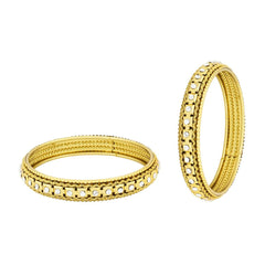 Traditional Square Rope Design 22K Gold Bangle Kada Set Of 2 Girls