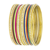 Ethnic Slim Light Weight Cubic Zirconia 18K Gold Bangle Kada Set 20