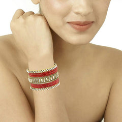 Wedding Designer Rope 22K Gold Maroon Red Bangle Kada Choda Set 11