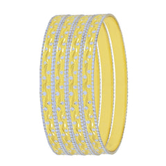 Stylish Brass Gold Silver Bangle Pair Set Of 4 For Women