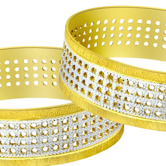 Designer 18K Gold Rhodium Brass Kada Bangle Set Of 2 For Women