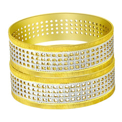 Designer 18K Gold Rhodium Brass Kada Bangle Set Of 2 For Women