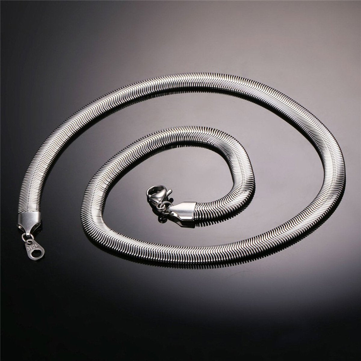 316L Stainless Steel Silver Silk Snake Herringbon Snake Chain 22"
