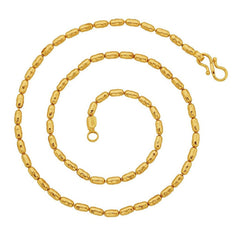 Oval Cylinder 22K Gold Plated 19" Chain For Men Women
