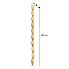 Oval Cylinder 22K Gold Plated 19" Chain For Men Women