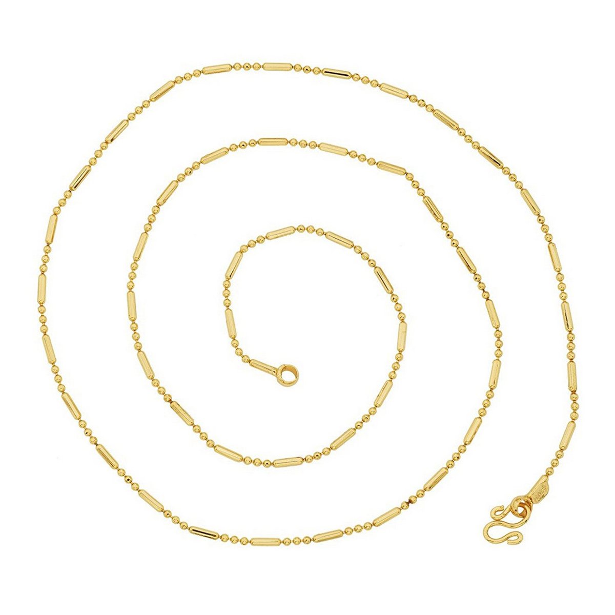 Slim Ball Pipe 22K Gold Plated 24" Chain For Women