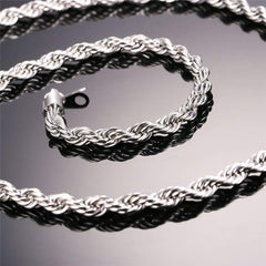 Rope Silver 316L Stainless Steel Daily Chain 22" Men Women