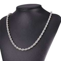 Rope Silver 316L Stainless Steel Daily Chain 22" Men Women