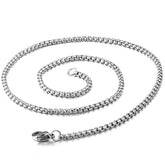 Popcorn Box Link 316L Stainless Steel Silver Necklace Chain Men
