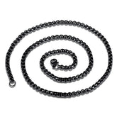 Popcorn Box Link Black 316L Stainless Steel 24" Necklace Chain Men