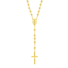 Jesus Cross Mary Christian Catholic Prayer Rosary Stainless Steel Gold Necklace Chain