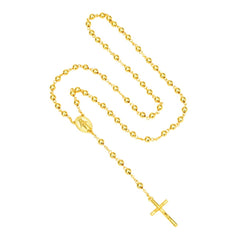 Jesus Cross Mary Christian Catholic Prayer Rosary Stainless Steel Gold Necklace Chain