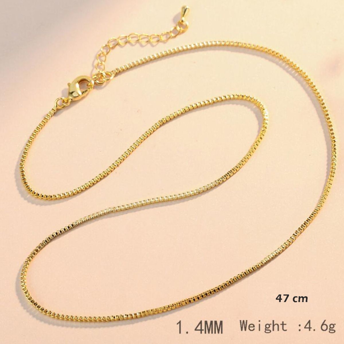 Slim Box 18K Gold Daily Wear 19" Necklace Chain For Men