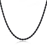 Black Rope 316L Surgical Stainless Steel 24" Necklace Chain For Men
