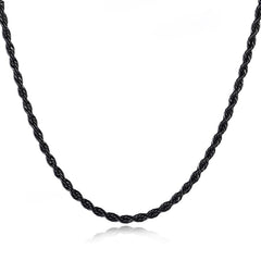 Black Rope 316L Surgical Stainless Steel 24" Necklace Chain For Men