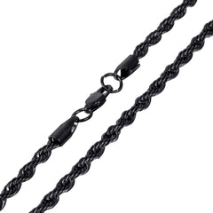 Black Rope 316L Surgical Stainless Steel 24" Necklace Chain For Men
