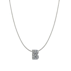 Silver Cz Initial Alphabet Letter A Necklace Pendant Chain