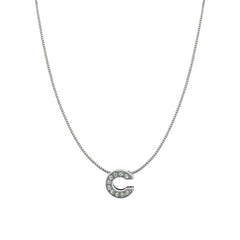 Silver Cz Initial Alphabet Letter A Necklace Pendant Chain