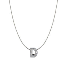 Silver Cz Initial Alphabet Letter A Necklace Pendant Chain