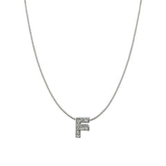 Silver Cz Initial Alphabet Letter A Necklace Pendant Chain