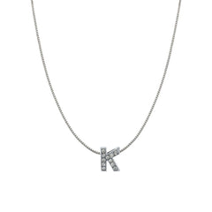 Silver Cz Initial Alphabet Letter A Necklace Pendant Chain