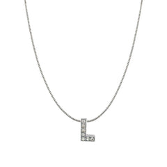 Silver Cz Initial Alphabet Letter A Necklace Pendant Chain