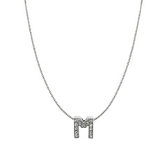Silver Cz Initial Alphabet Letter A Necklace Pendant Chain