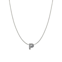 Silver Cz Initial Alphabet Letter A Necklace Pendant Chain
