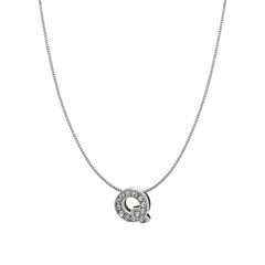 Silver Cz Initial Alphabet Letter A Necklace Pendant Chain