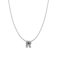 Silver Cz Initial Alphabet Letter A Necklace Pendant Chain
