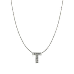 Silver Cz Initial Alphabet Letter A Necklace Pendant Chain