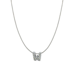 Silver Cz Initial Alphabet Letter A Necklace Pendant Chain