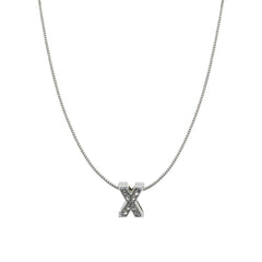 Silver Cz Initial Alphabet Letter A Necklace Pendant Chain