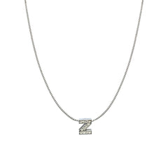 Silver Cz Initial Alphabet Letter A Necklace Pendant Chain