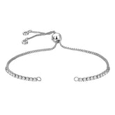 Silver Slim Box Slider American Diamond Adjustable Extender Chain Ball Ends Accessory For Diy 9" Bracelet For Women Girls