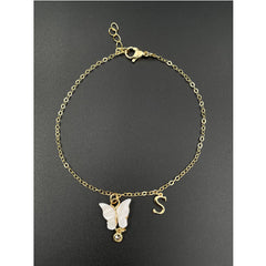 Butterfly Alphabets Letter Initial Copper Customised Link Bracelet For Women