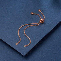 Rose Gold Slim Box Slider Adjustable Extender Chain Ball Ends Accessory For Diy 9" Bracelet For Women Girls