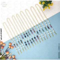 Handcrafted Red White Gold Brass Beads Pearl Mask Chain For Women