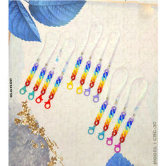 Rainbow Curb Handcrafted Orange Blue Polymer Mask Chain For Women