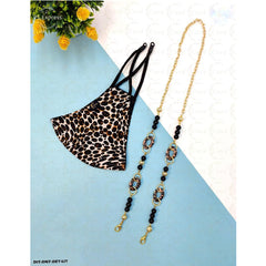 Handcrafted Black Gold Brass Beads Pearl Mask Chain For Women