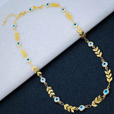 Copper Gold Enamel Arrow Heart Evil Eye Necklace Chain For Women