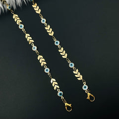 Copper Gold Blue Evil Eye Mask Chain For Women