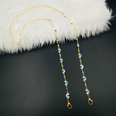 Copper Crescent Moon Evil Eye Enamel White Gold Mask Chain For Women