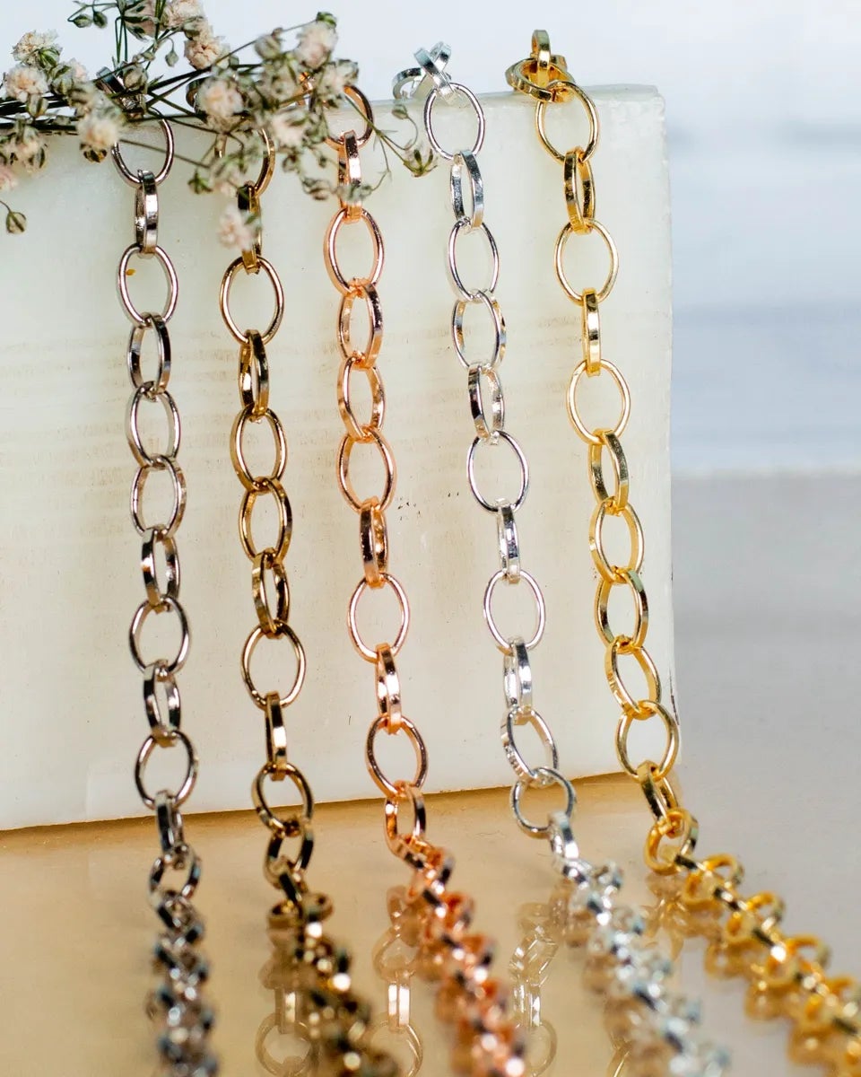 Iron Oval Size 6 Mm 100G Chain Women Unisex