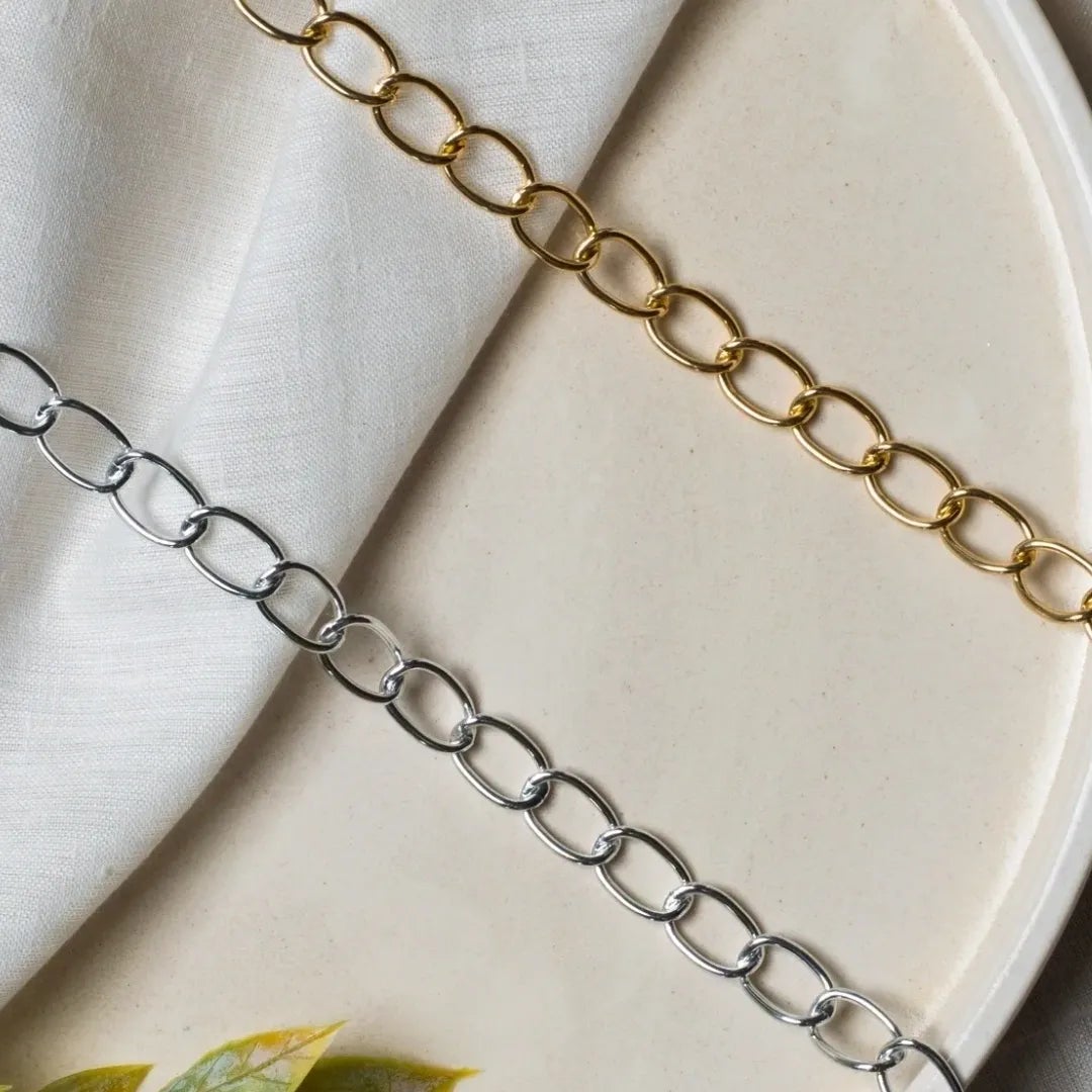 Aluminium Oval Plain 10 Mm Width 1 Meter Chain Women Unisex