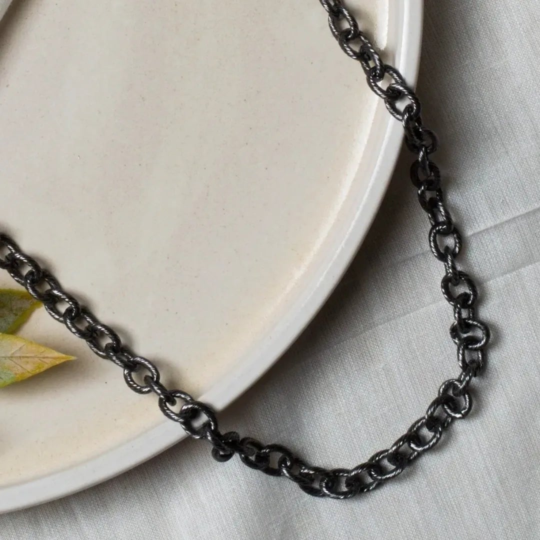Black Aluminium 9 Mm Width 1 Meter Chain Women Unisex