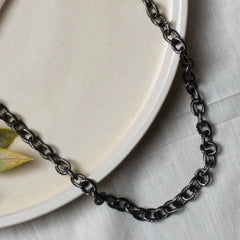 Black Aluminium 9 Mm Width 1 Meter Chain Women Unisex