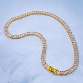 Hip Hop Alloy Baguette Cubic Zirconia 18K Gold Necklace Chain For Women