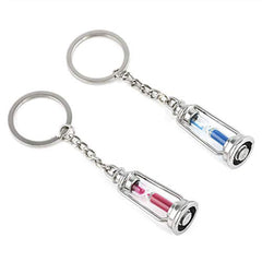 Hour Glass Sand Clock Timer Lamp Lantern Blue Pink Key Chain Pack 2